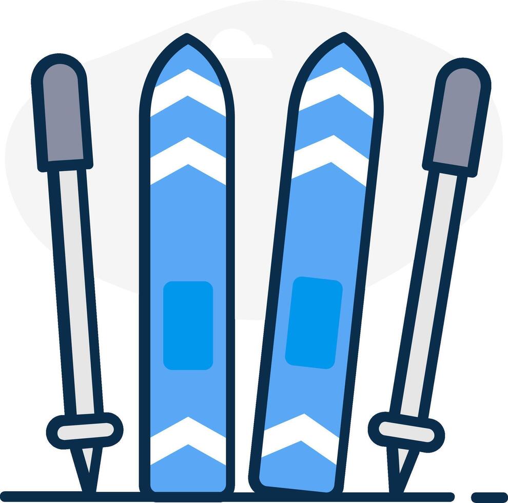 Two skis with a pencil and a pen vector