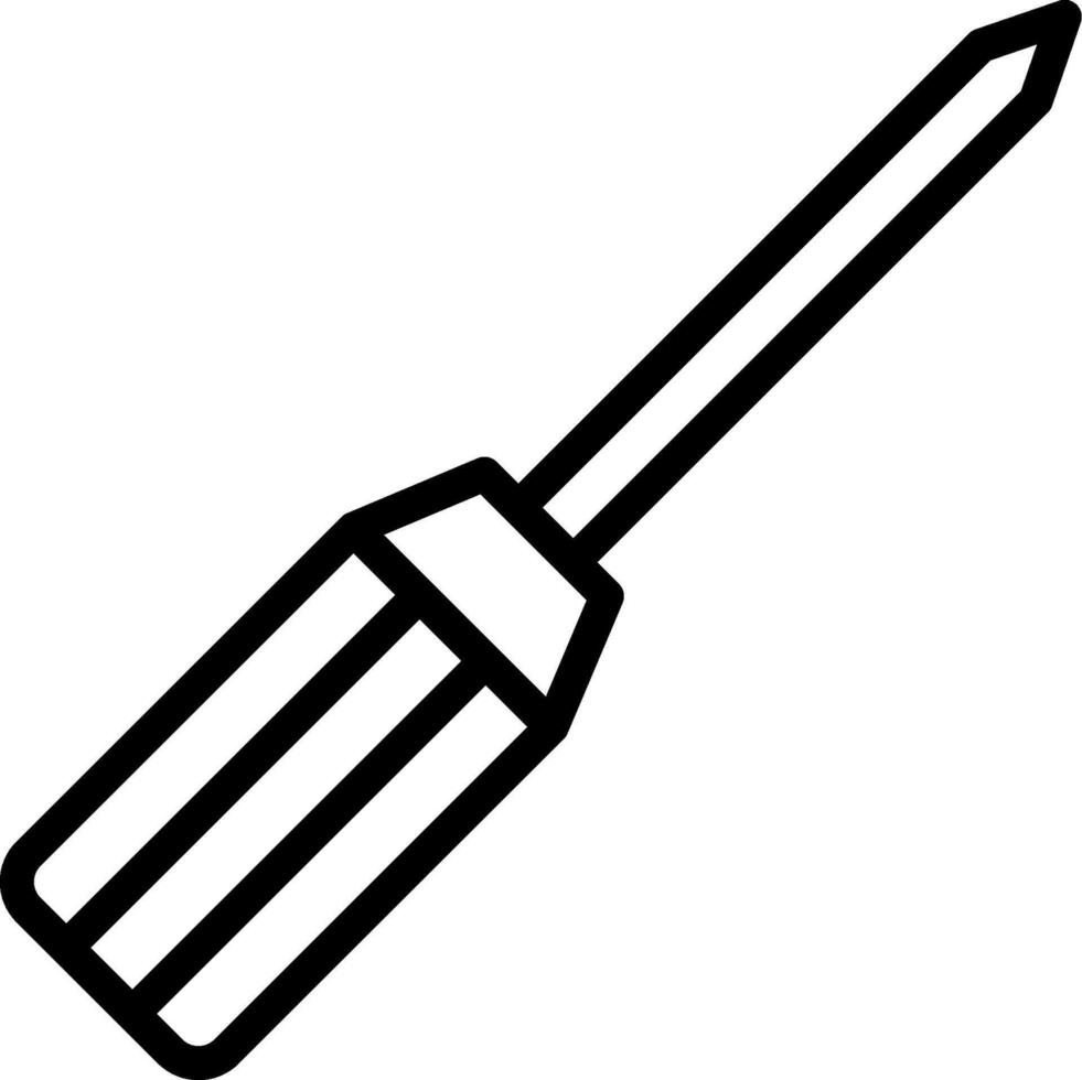 A black and white drawing of a screwdriver vector