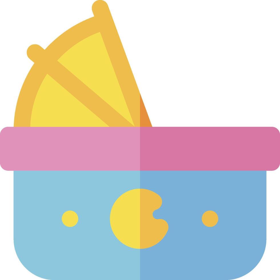 A colorful bucket with a slice of lemon in it vector