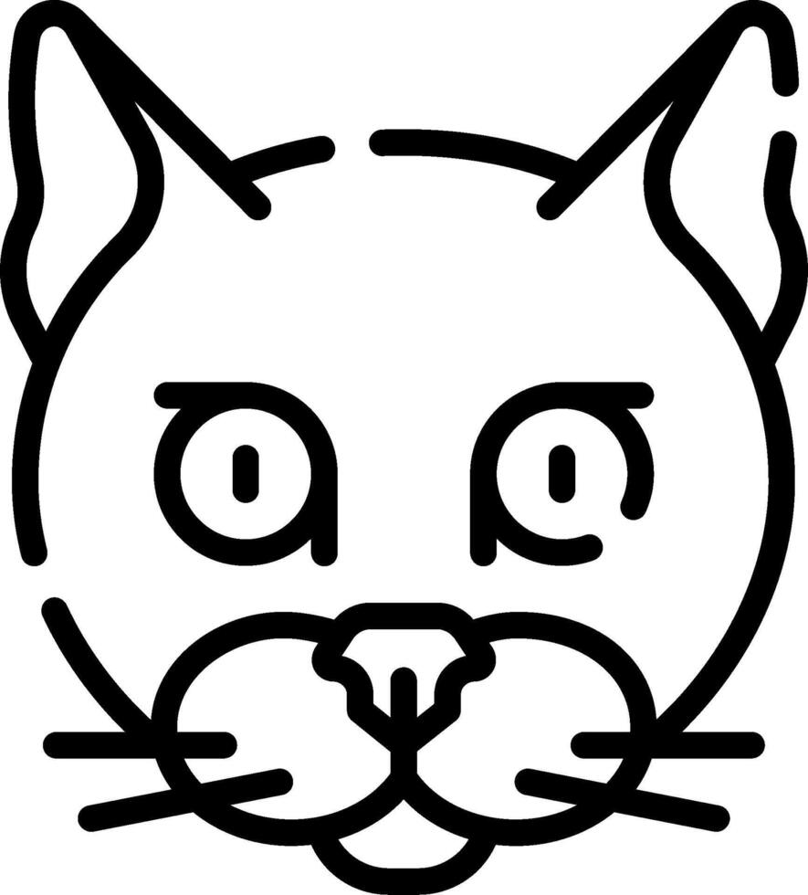 A black and white line drawing of a cat's face vector