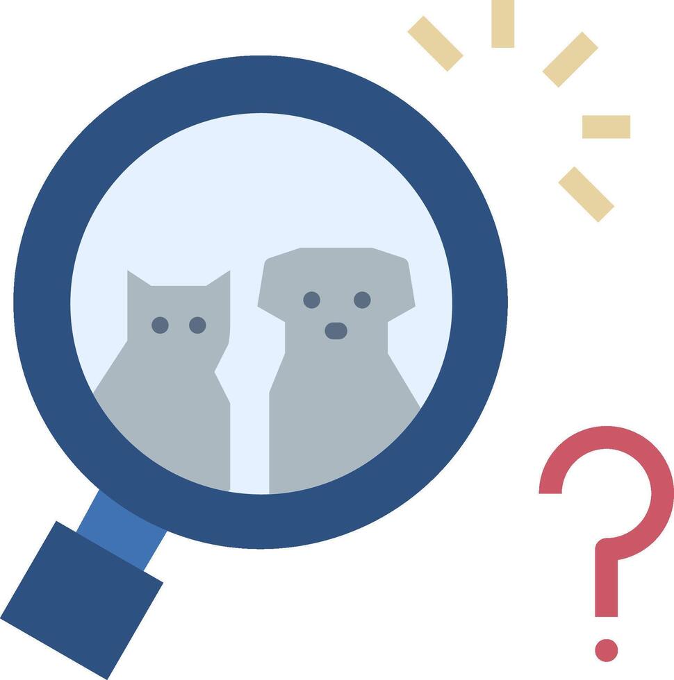 Dog and cat under magnifying glass vector