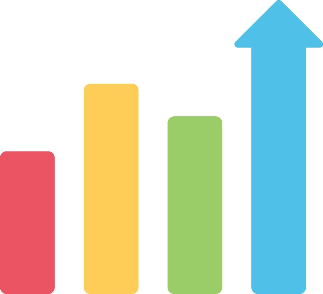A bar chart with an arrow pointing up vector