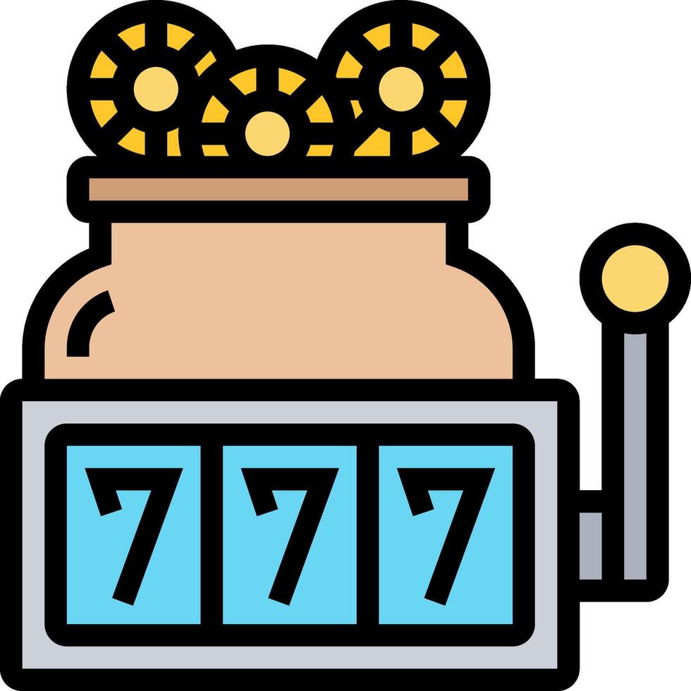 A slot machine with seven coins in it vector