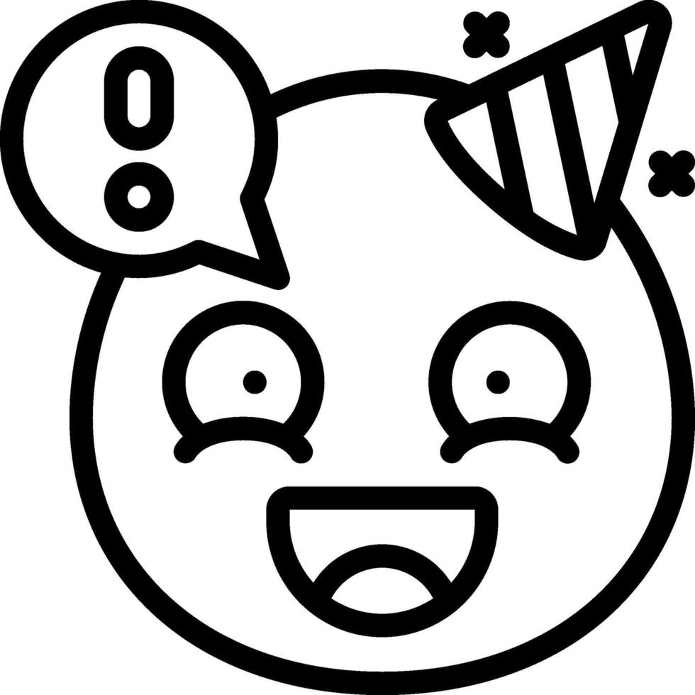 A black and white emoji with a party hat vector