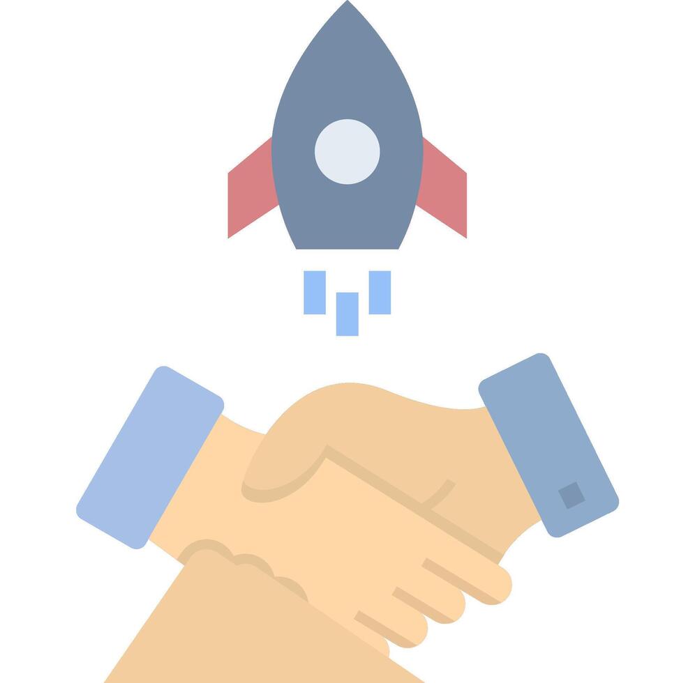 A hand shaking with a rocket on top vector