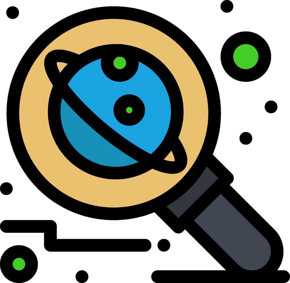 Magnifying glass icon with planets and dots vector