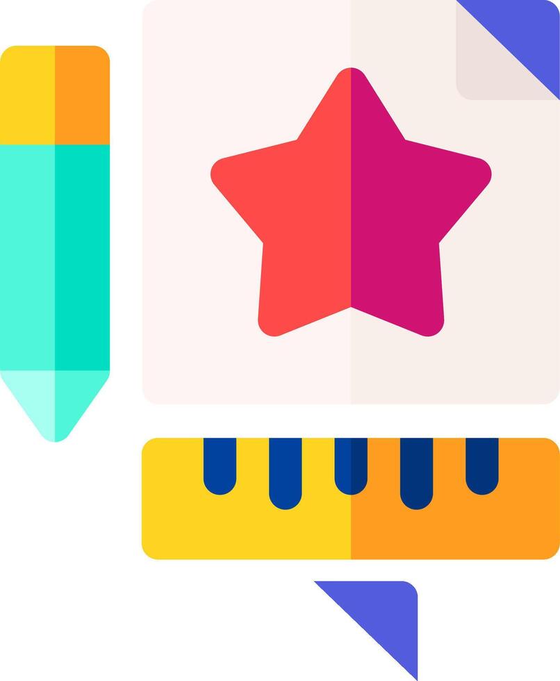 A star, pencil, and a pencil sharpener vector