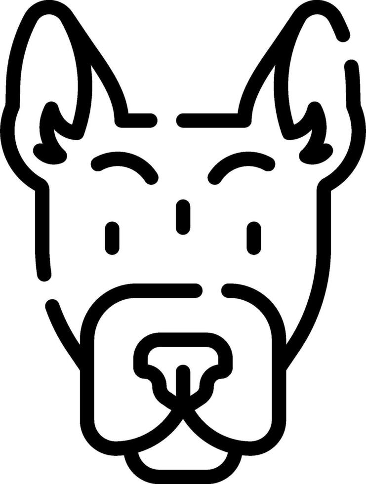 A dog's head is shown in a line drawing vector