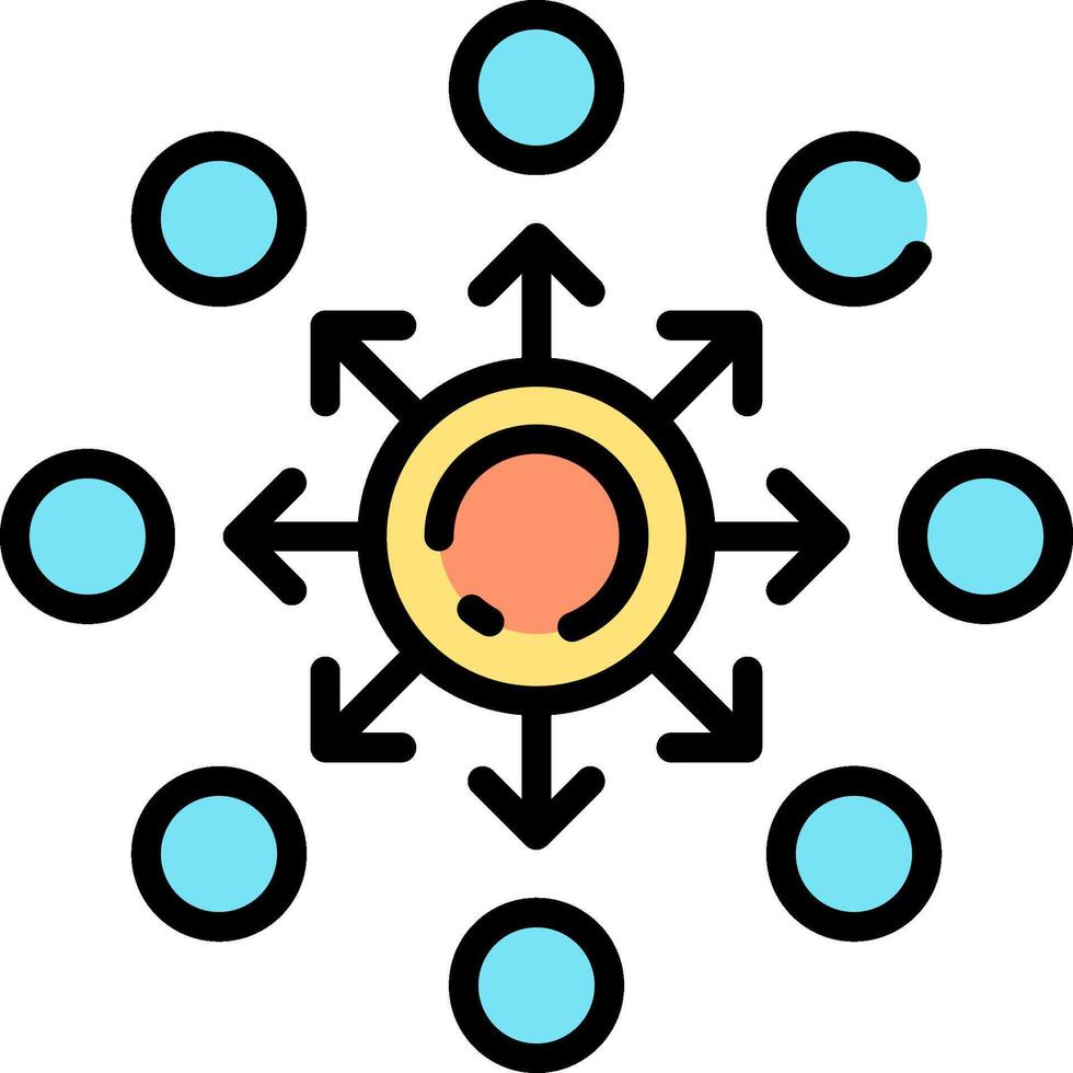 A circle with arrows pointing to it vector