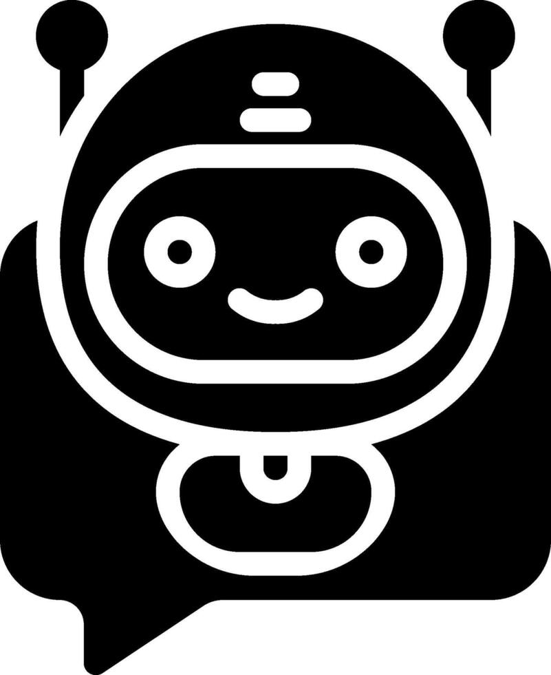 A black and white robot with a speech bubble vector