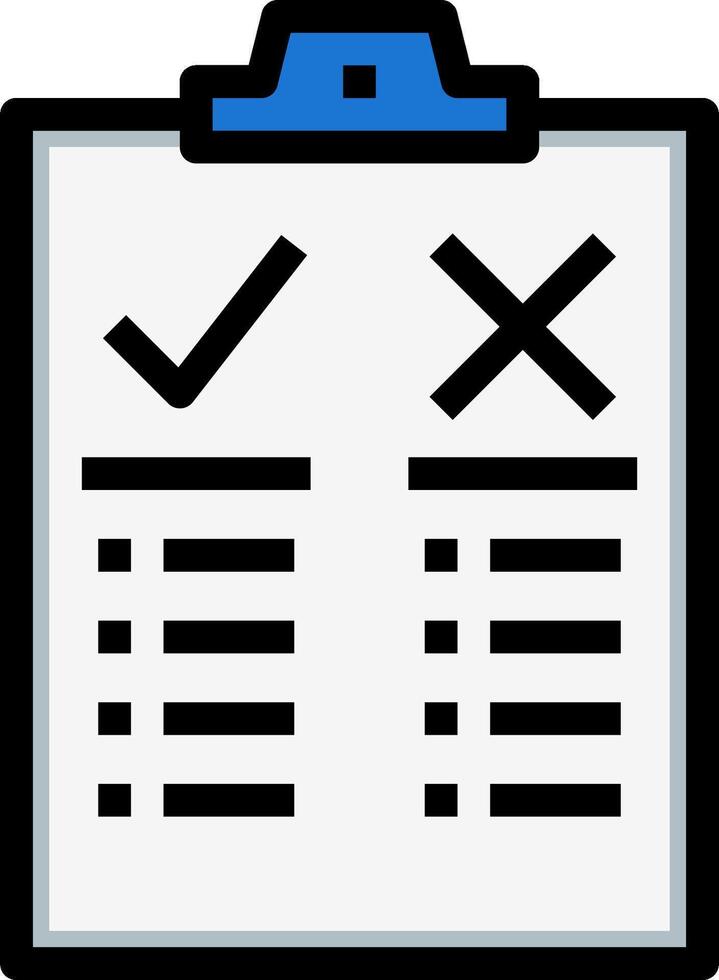 A clipboard with check marks and a blue clip vector