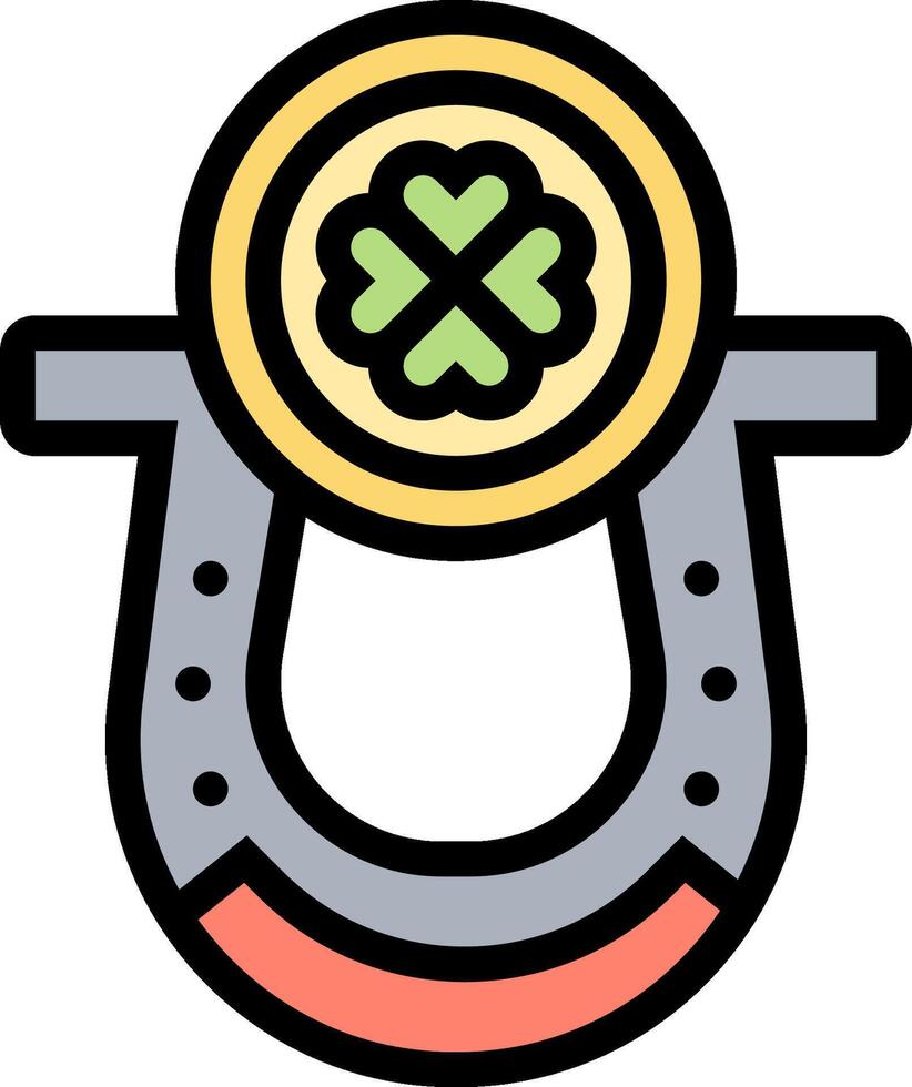A horseshoe with a clover on it vector