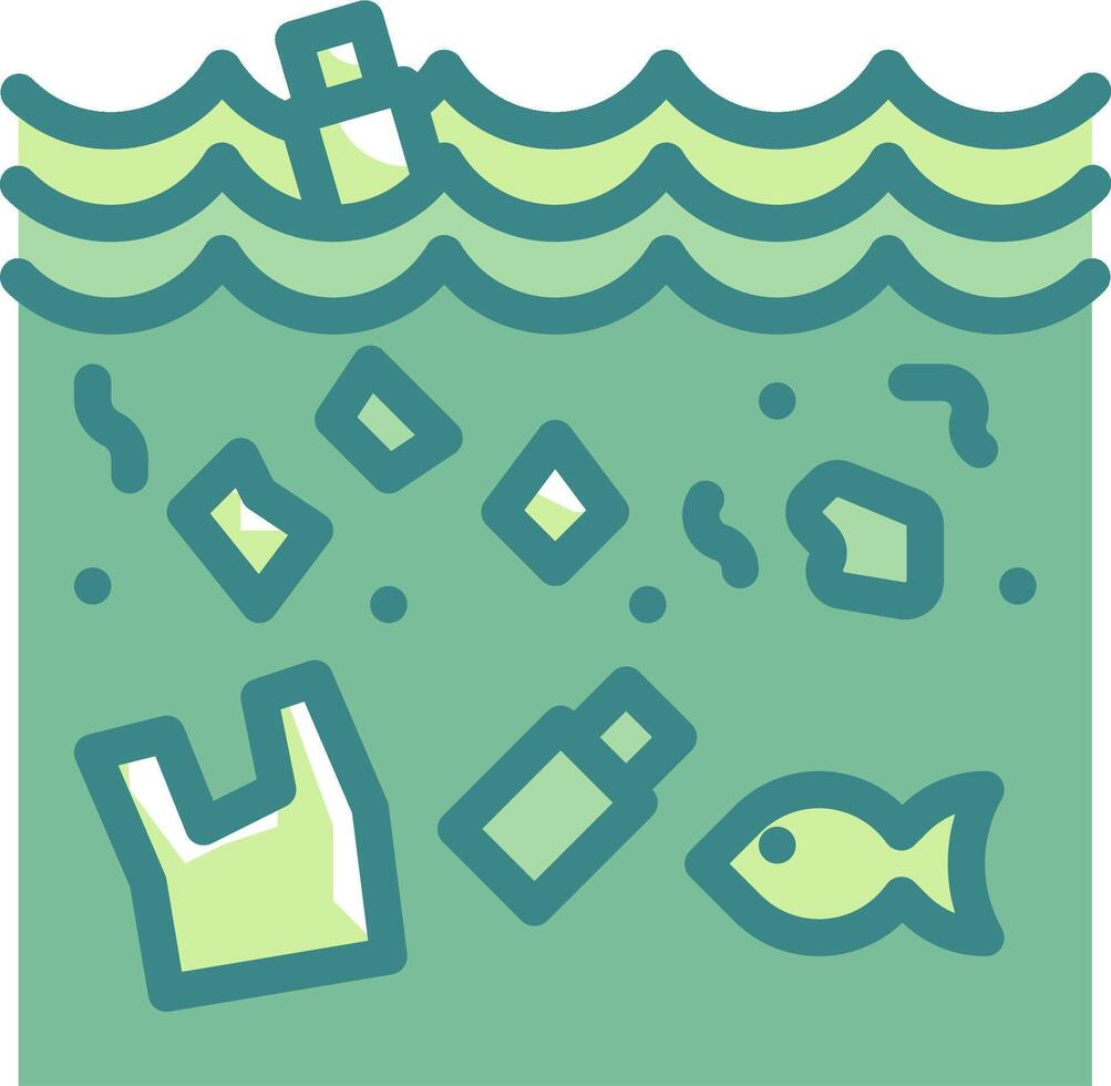 An illustration of a plastic bag, fish, and other items vector