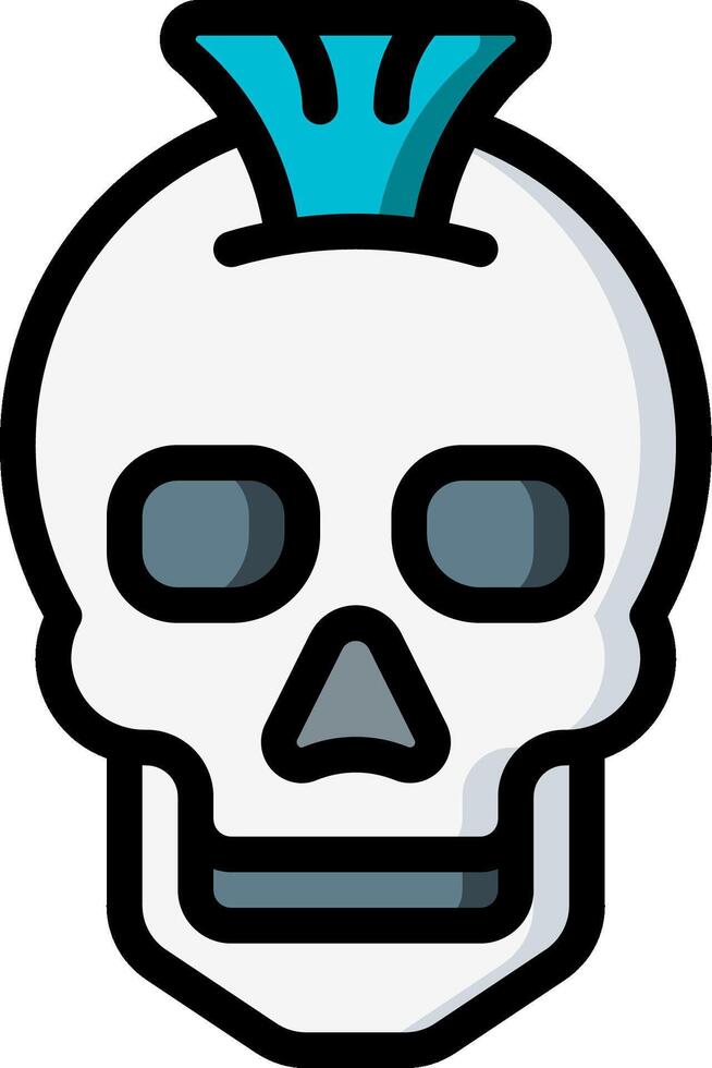 A cartoon skull with a blue mohawk on its head vector