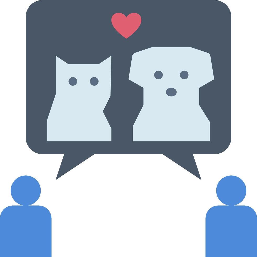Two people are talking to each other with a dog and cat in the middle vector