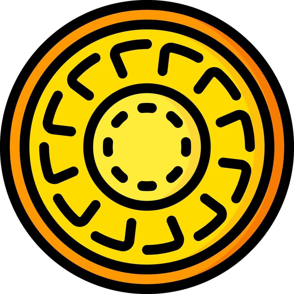 A yellow and orange wheel with a circular design vector