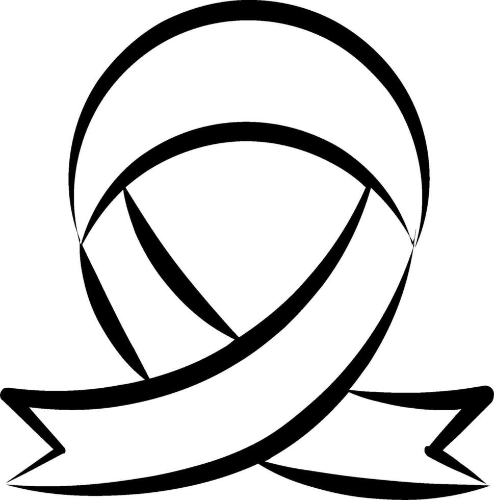 A black ribbon with a white outline vector