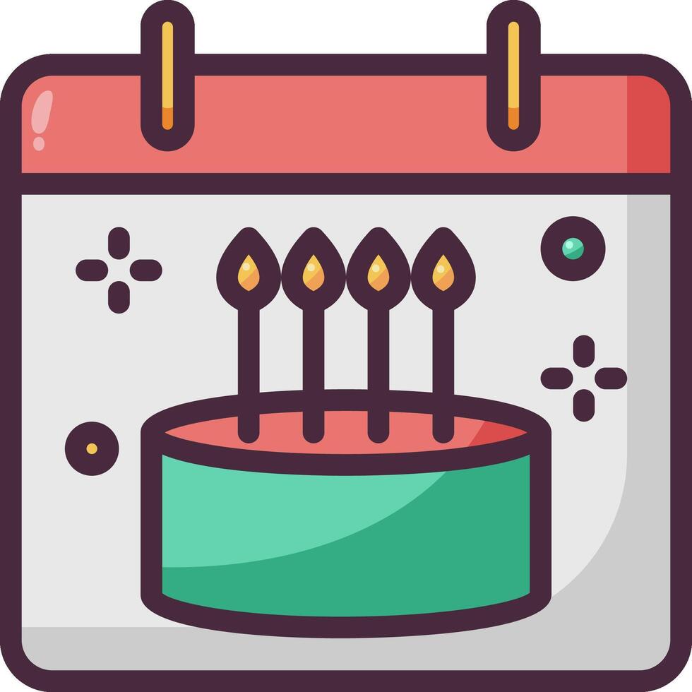 Calendar icon with birthday cake on it vector