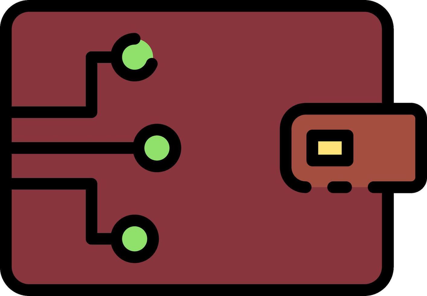 A computer with a green and red square vector