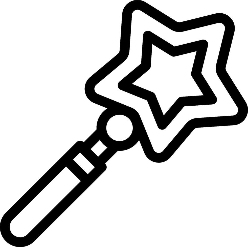 A black and white drawing of a wand with a star on it vector