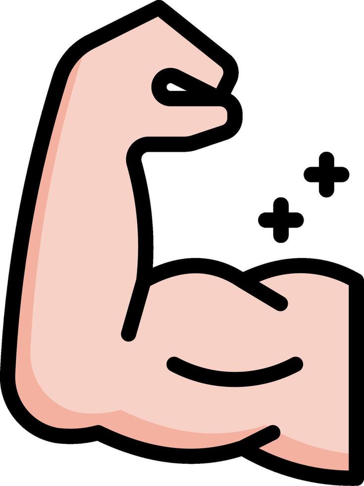 A cartoon arm with a muscle and a cross vector