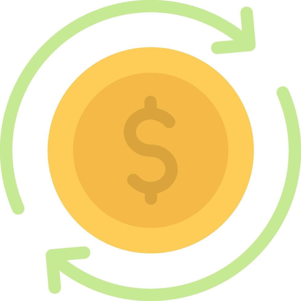 A dollar coin is shown in a circle with arrows pointing to it vector