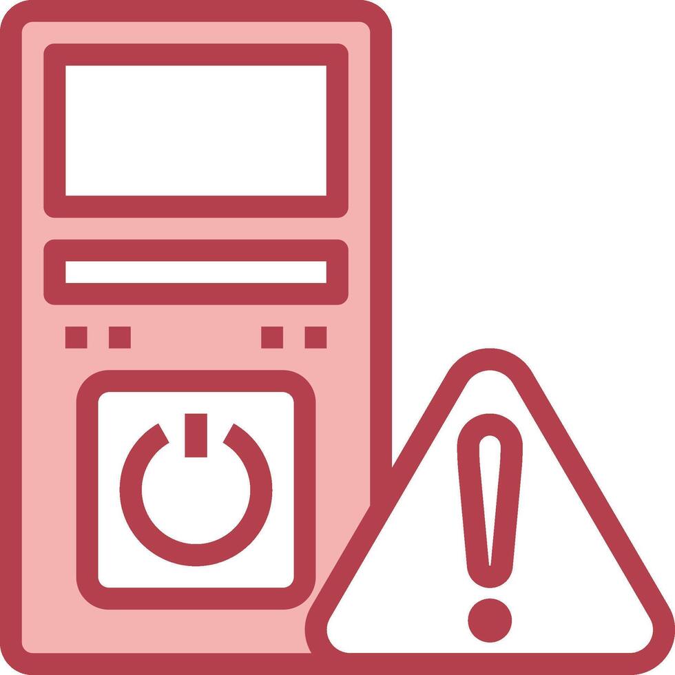 A red and white icon with a warning sign vector