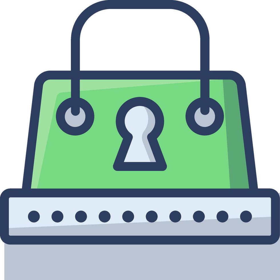 A green bag with a keyhole on it vector