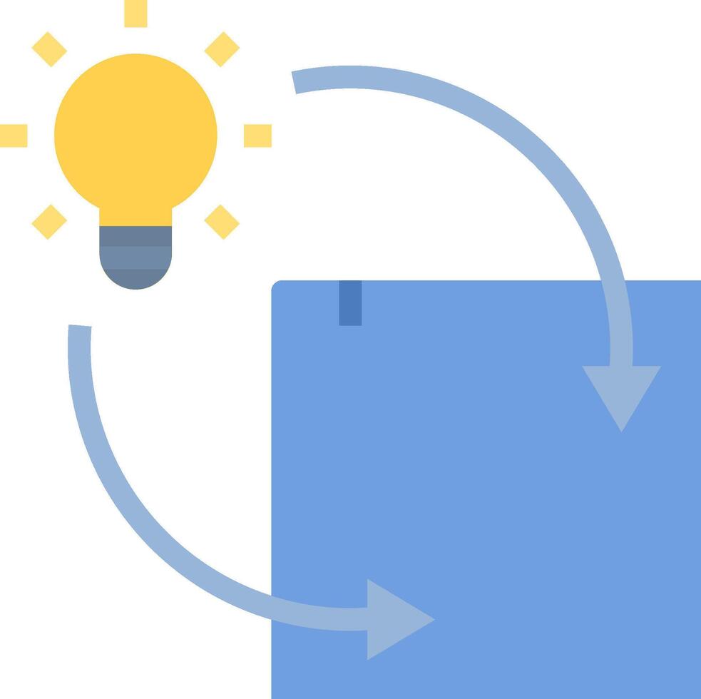 A light bulb is on top of a blue box vector