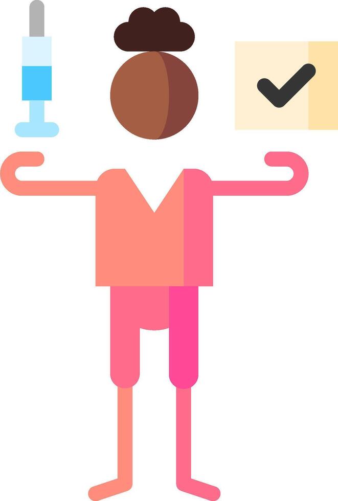 A cartoon man holding a syringe and a check mark vector