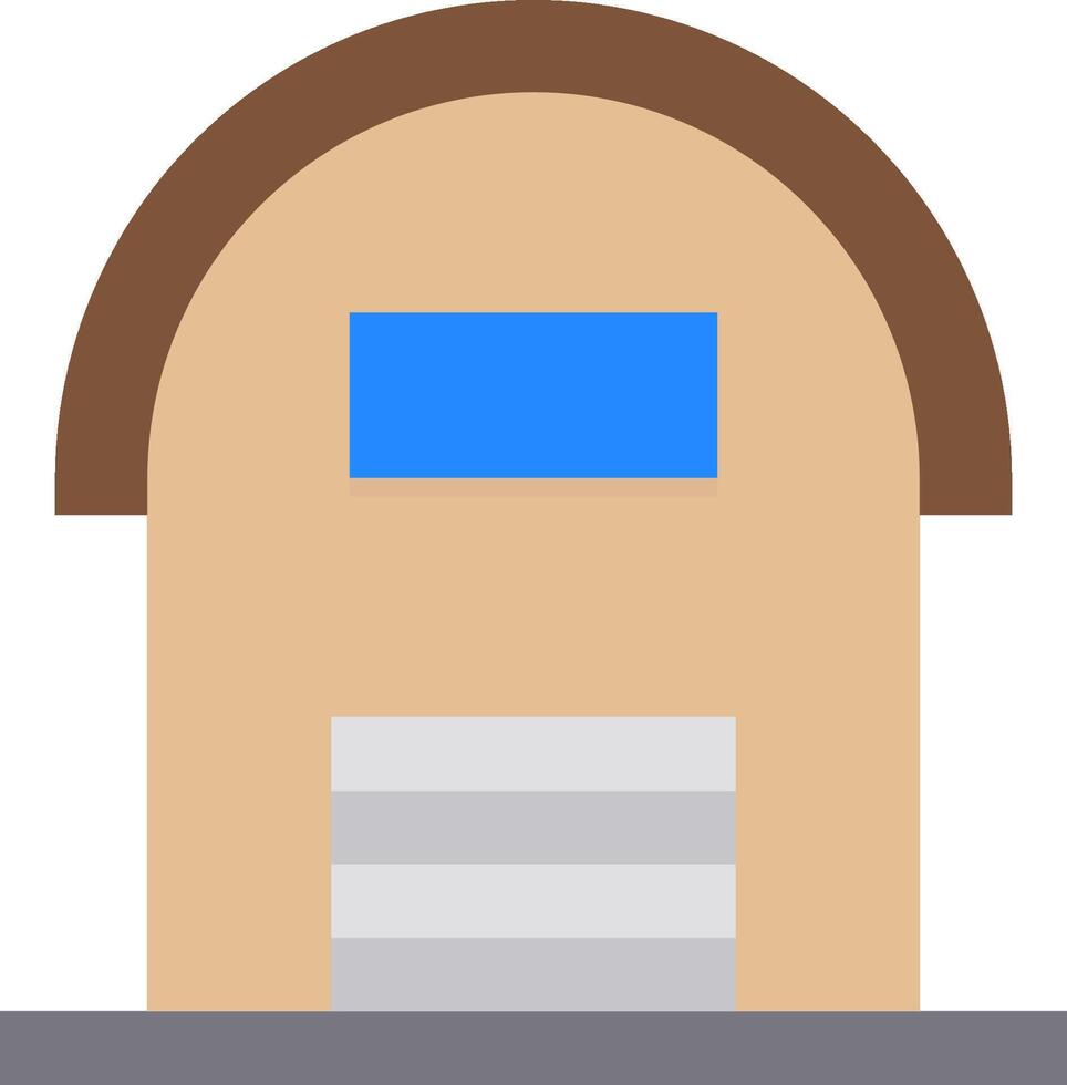 A brown building with a blue roof vector