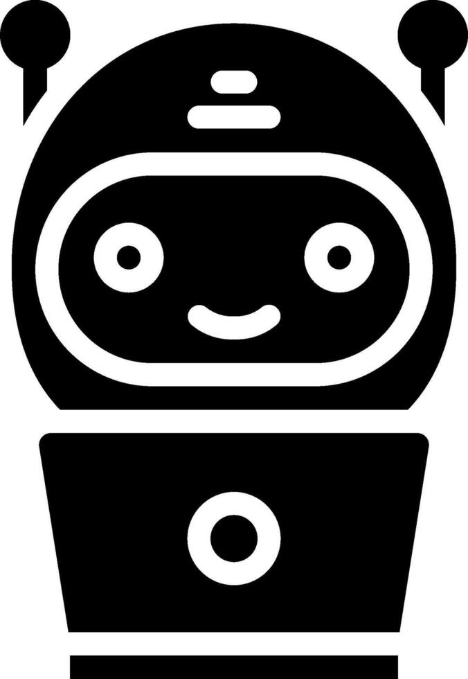 A black and white robot icon vector