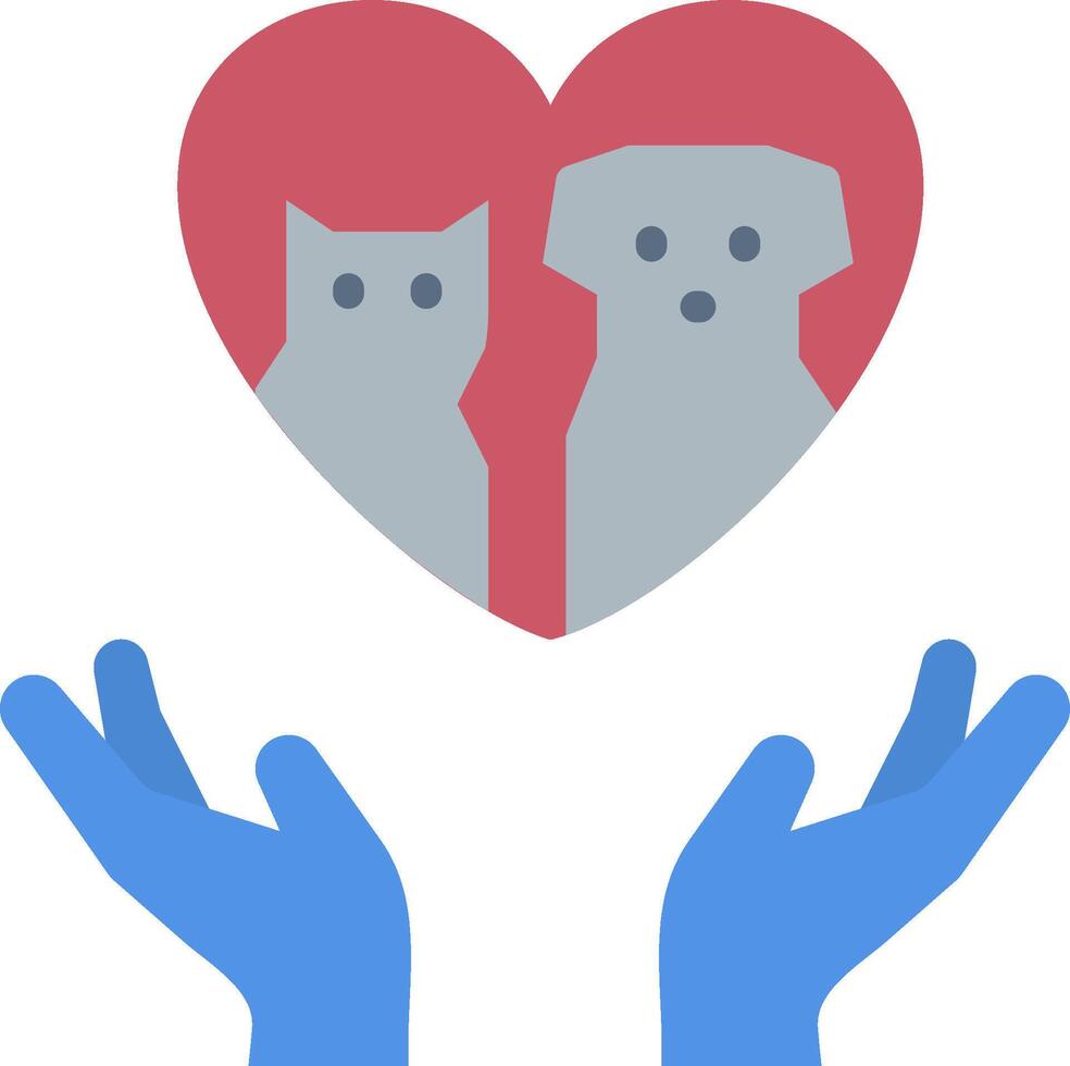 Two hands holding a heart shaped heart with a dog and cat vector