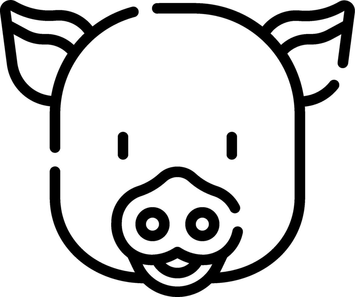 A black and white pig head icon vector