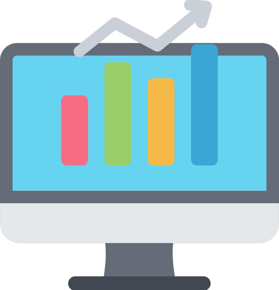 un computadora monitor con un grafico bar en eso vector
