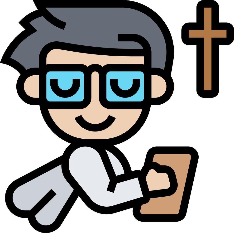 A cartoon man with glasses and a cross vector