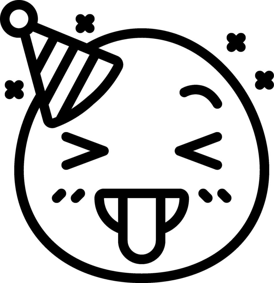A black and white emoji with a party hat vector