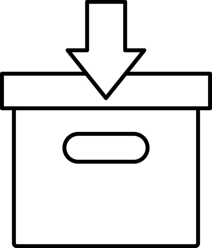 An arrow pointing down in a box vector