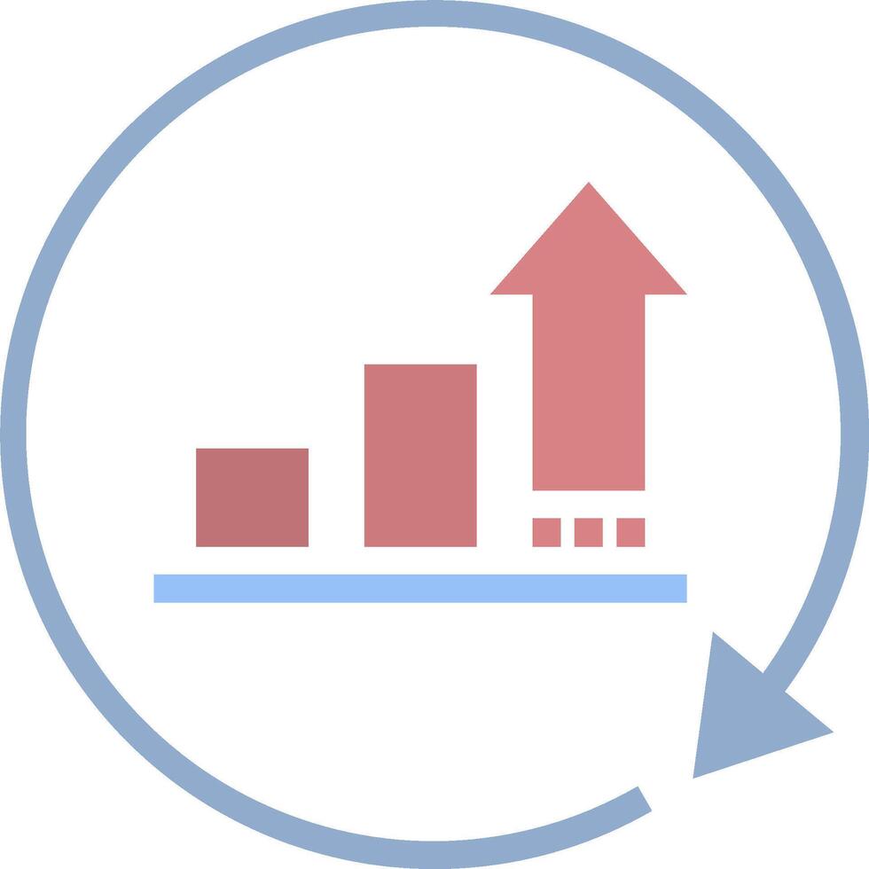 A red arrow pointing up and a bar chart vector