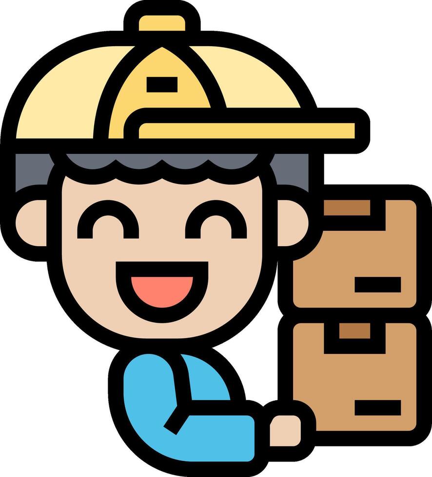 A cartoon man holding boxes and smiling vector