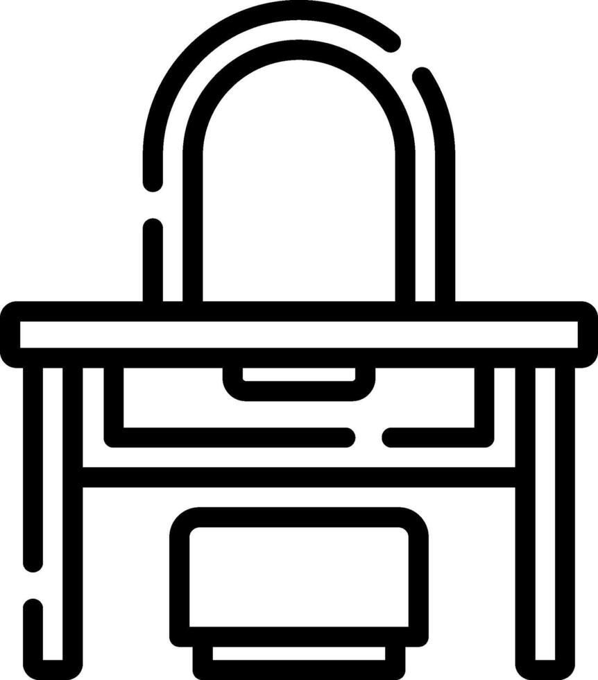 A black and white illustration of a desk and chair vector