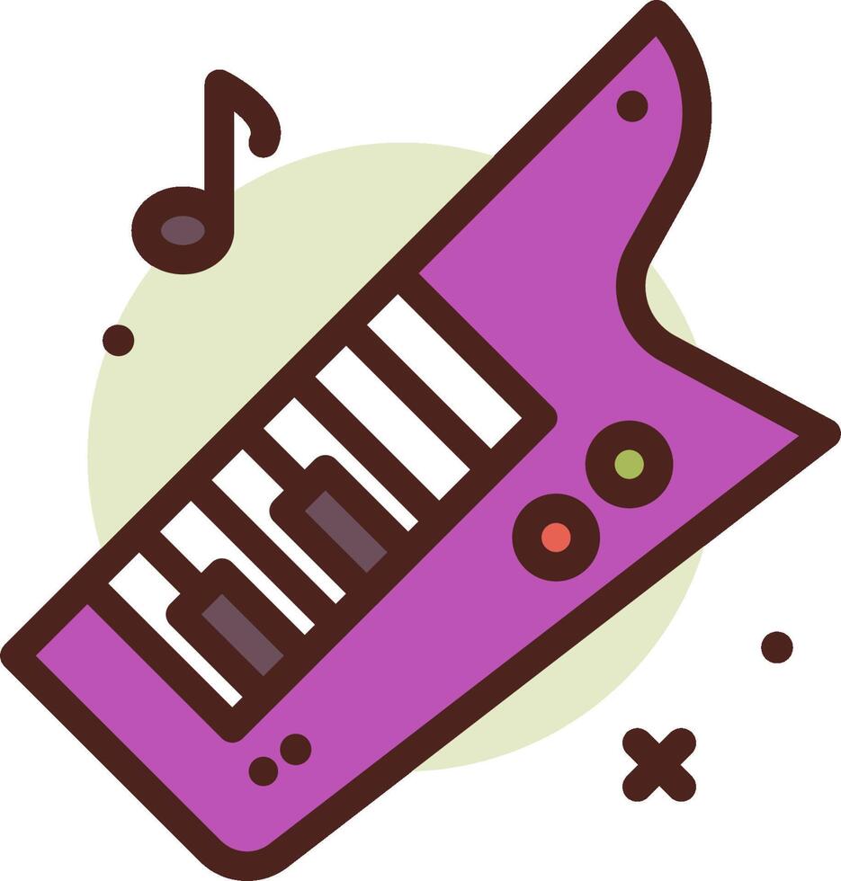A purple keyboard with musical notes and a musical note vector