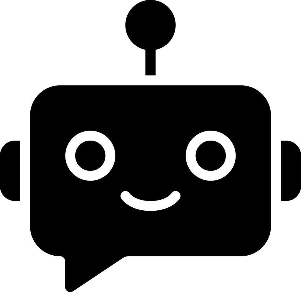 A black and white robot with a speech bubble vector