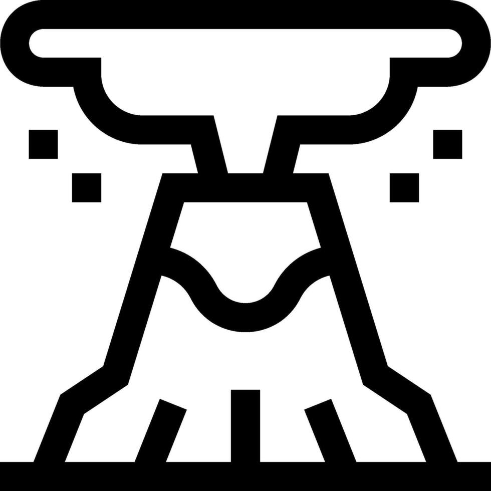 A black and white icon of a volcano vector