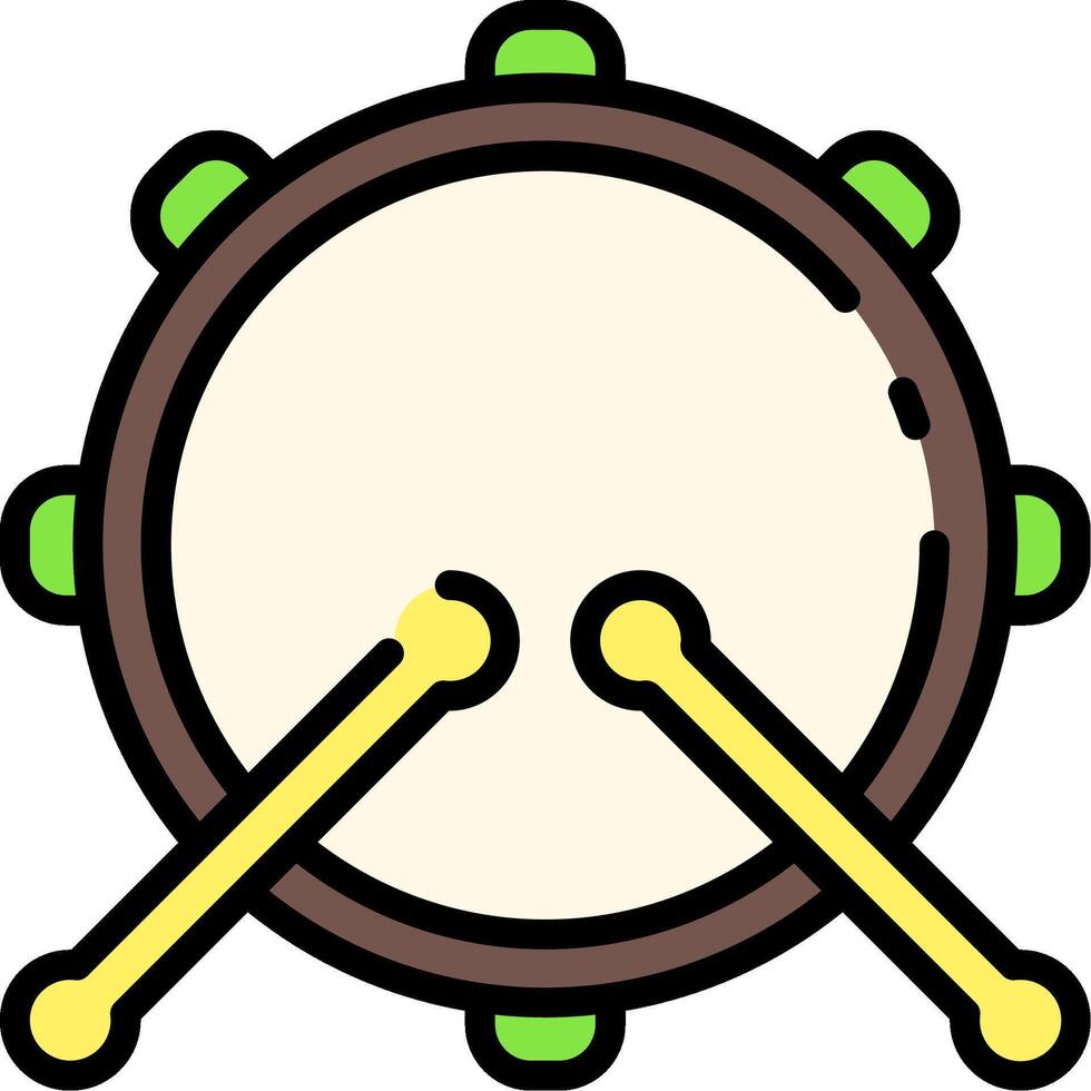 A drum with two sticks on it vector