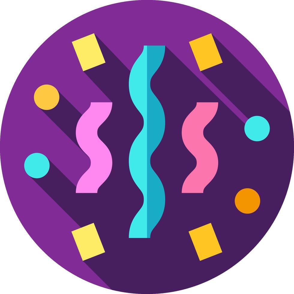 A flat icon of a colorful circle with a long shadow vector