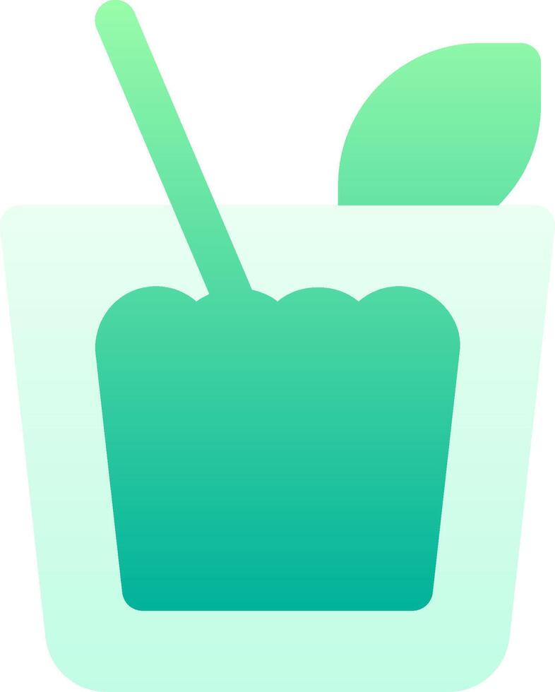 A green drink with a straw and a leaf vector