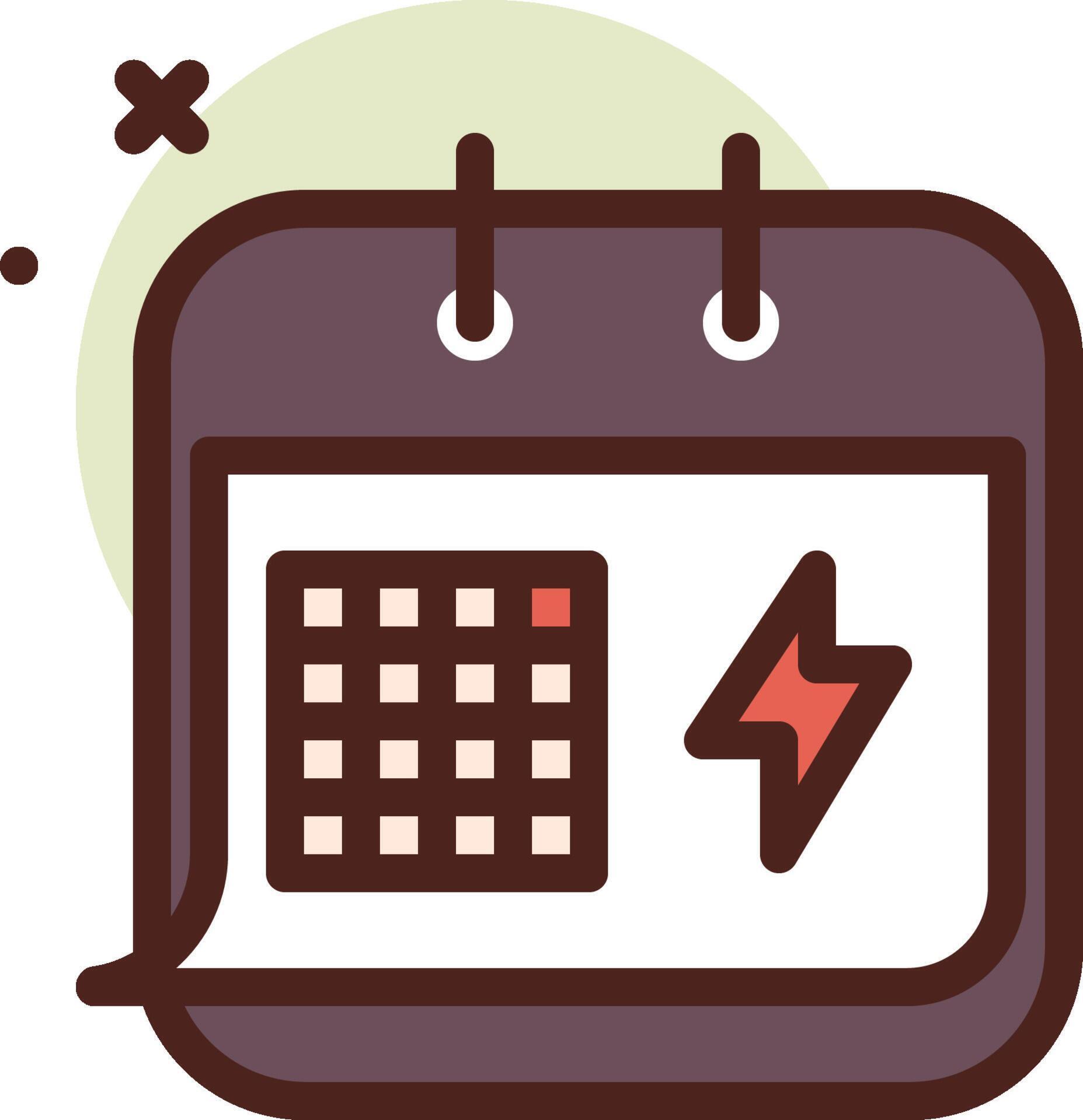 A calendar with a lightning bolt on it 51406175 Vector Art at Vecteezy