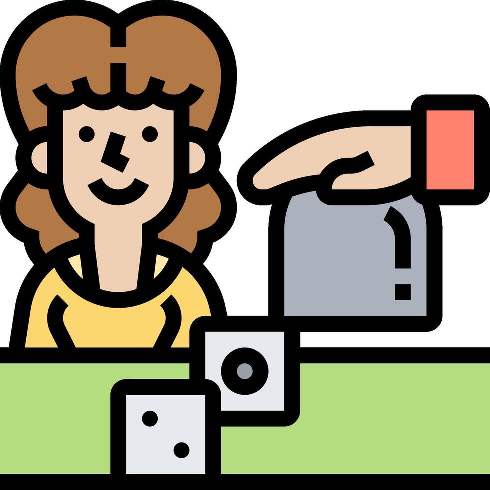 A woman is playing a game with dice vector