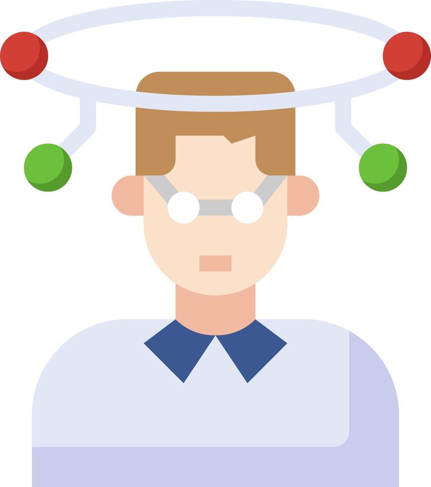 A man with a headband and a red and green orb vector